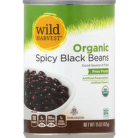 Wild Harvest Black Beans, Organic, Spicy, 15 Ounce