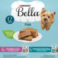 Bella Dog Food, Fillet Mignon Flavor/Porterhouse Steak Flavor, Pate, 12 Pack, 12 Each