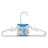 Merrick Hangers, Children's, Plastic, White, 10 Each