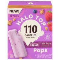 Halo Top Frozen Yogurt, Icelandic-Style Skyr, Triple Berry, Pops, 4 Each