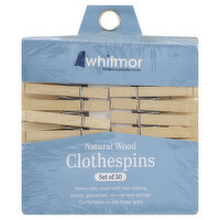 Whitmor Clothespins, Natural Wood, 50 Each