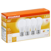 Sylvania Light Bulbs, LED, Soft White, 8.5 Watts, 4 Each