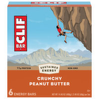 Clif Bar Energy Bars, Crunchy Peanut Butter, 6 Each