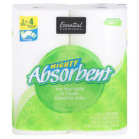 Essential Everyday Paper Towels, Mighty Absorbent, Multi Size, 2-Ply, 2 Each
