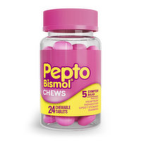 Pepto-Bismol Multi-Symptom Pepto Bismol Chews, Chewable Tablets, Nausea & Diarrhea Relief, Over-the-Counter Medicine, 24 Ct, 24 Each