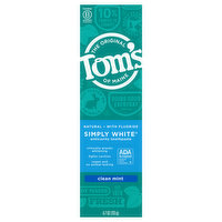 Tom's of Maine Simply White Toothpaste, Anticavity, Clean Mint, 4.7 Ounce