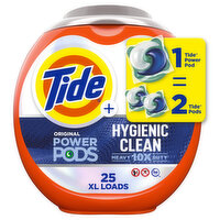 Tide Tide Power PODS Laundry Detergent Pacs, Hygienic Clean, Original, 25 ct, 25 Each