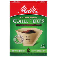 Melitta Coffee Filters, Super Premium, Natural Brown, 40 Each