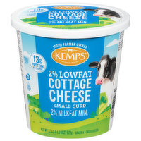 Kemps Cottage Cheese, Small Curd, 2% Milkfat Min, Lowfat, 22 Ounce