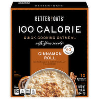 Better Oats Oatmeal, with Flax Seeds, 100 Calorie, Quick Cooking, Cinnamon Roll, 10 Each