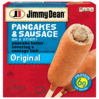 Jimmy Dean Pancakes & Sausage on a Stick, Frozen Breakfast, 12 Count, 30 Ounce