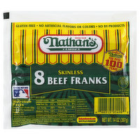 Nathan's Franks, Beef, Skinless, 8 Each