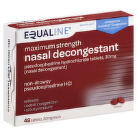 Equaline Nasal Decongestant, Maximum Strength, 30 mg, Tablets, 48 Each
