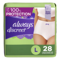 Always Discreet Discreet Adult Incontinence Underwear for Women, L, 28 Each