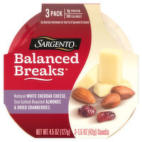 Sargento Balanced Breaks, White Cheddar/Almonds/Cranberries, 3 Pack, 3 Each