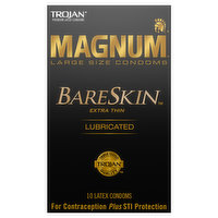 Trojan Magnum Latex Condoms,  Premium, Lubricated, Extra Thin, Large Size, 10 Each