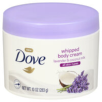 DOVE Body Cream, Whipped, Lavender & Coconut Milk, 10 Ounce