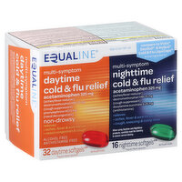 Equaline Cold & Flu Relief, Multi-Symptom, Daytime/Nighttime, Softgels, 48 Each