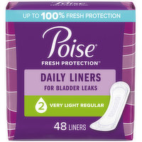 Poise Daily Liners, Very Light, Regular, 48 Each