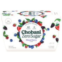 Chobani Yogurt, Zero Sugar, Mixed Berry Flavor, 4 Each