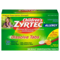 Zyrtec Allergy, Original Prescription Strength, 10 mg, Dissolve Tabs, Citrus Flavor, 24 Each