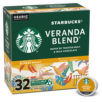 Starbucks K-Cup Coffee Pods, Veranda Blend, Blonde Roast, 32 Each