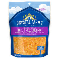 Crystal Farms Cheese, Mexican Style, Finely Shredded, Taco Cheese Blend, 7 Ounce