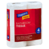 Shoppers Value Bathroom Tissue, One-Ply, 4 Each