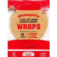 Joseph's Wraps, Flax, Oat Bran & Whole Wheat, 8 Inch, 6 Each