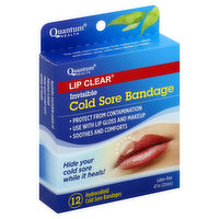 Quantum Lip Clear Cold Sore Bandage, Invisible, 12 Each