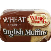 Village Hearth English Muffins, Wheat, 6 Each