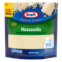 Kraft Cheese, Natural, Mozzarella, Family Size, 24 Ounce