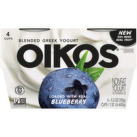 Oikos Blueberry, Greek Yogurt, Nonfat, 4 Pack, 21.2 Ounce