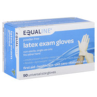 Equaline Latex Exam Gloves, Powder Free, Universal Size, 50 Each