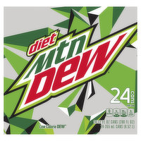 Mtn Dew Soda, Diet, 24 Each