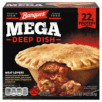 Banquet Mega Mega Frozen Meal, Meat Lovers Deep Dish, 14 Ounce