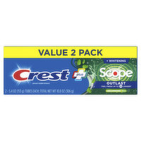 Crest Whitening Plus Scope Plus Scope Outlast Toothpaste, Long Lasting Mint, 5.4 oz, 2 Pack, 10.8 Ounce