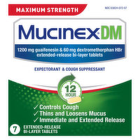 Mucinex DM Expectorant & Cough Suppressant, Maximum Strength, Tablets, 7 Each