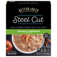 Better Oats Oatmeal, Steel Cut, Apples & Cinnamon, 10 Each