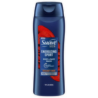 Suave Men Body + Face Wash, Bergamot & Wood, Energizing Sport, 18 Fluid ounce