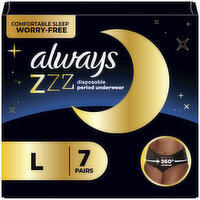 Always ZZZ Always ZZZ Overnight Disposable Period Underwear Size L, 7 Count, 7 Each