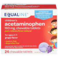 Equaline Acetaminophen, 160 mg, Chewable Tablets, Grape Flavor, Children's, 24 Each