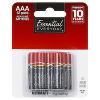 Essential Everyday Batteries, Alkaline, AAA, 12 Pack, 12 Each