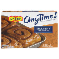 Rhodes Bake-N-Serv Anytime! Sticky Buns, Goey Caramel Rolls, 6 Each