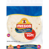 Mission Flour Tortillas, Burrito, Super Soft, 16 Each