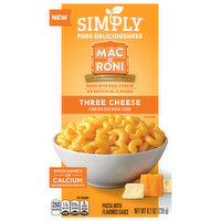 Mac-A-Roni Simply Pasta, with Flavored Sauce, Three Cheese, 8.2 Ounce