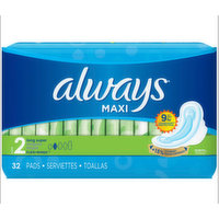 Always Size 2 Unscented Maxi Pads Super with Wings, 1 Each