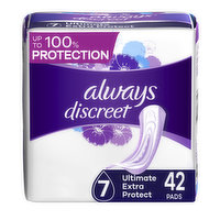 Always Discreet Discreet Always Discreet Pads, Ultimate Extra Protect Absorbency, Regular Length, 42 Count, 42 Each