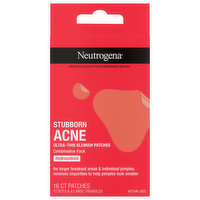 Neutrogena Blemish Patches, Ultra-Thin, Stubborn Acne, Hydrocolloid, Combination Pack, 16 Each