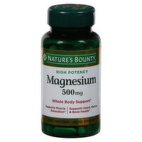 Nature's Bounty Magnesium, High Potency, 500 mg, Coated Tablets, 100 Each